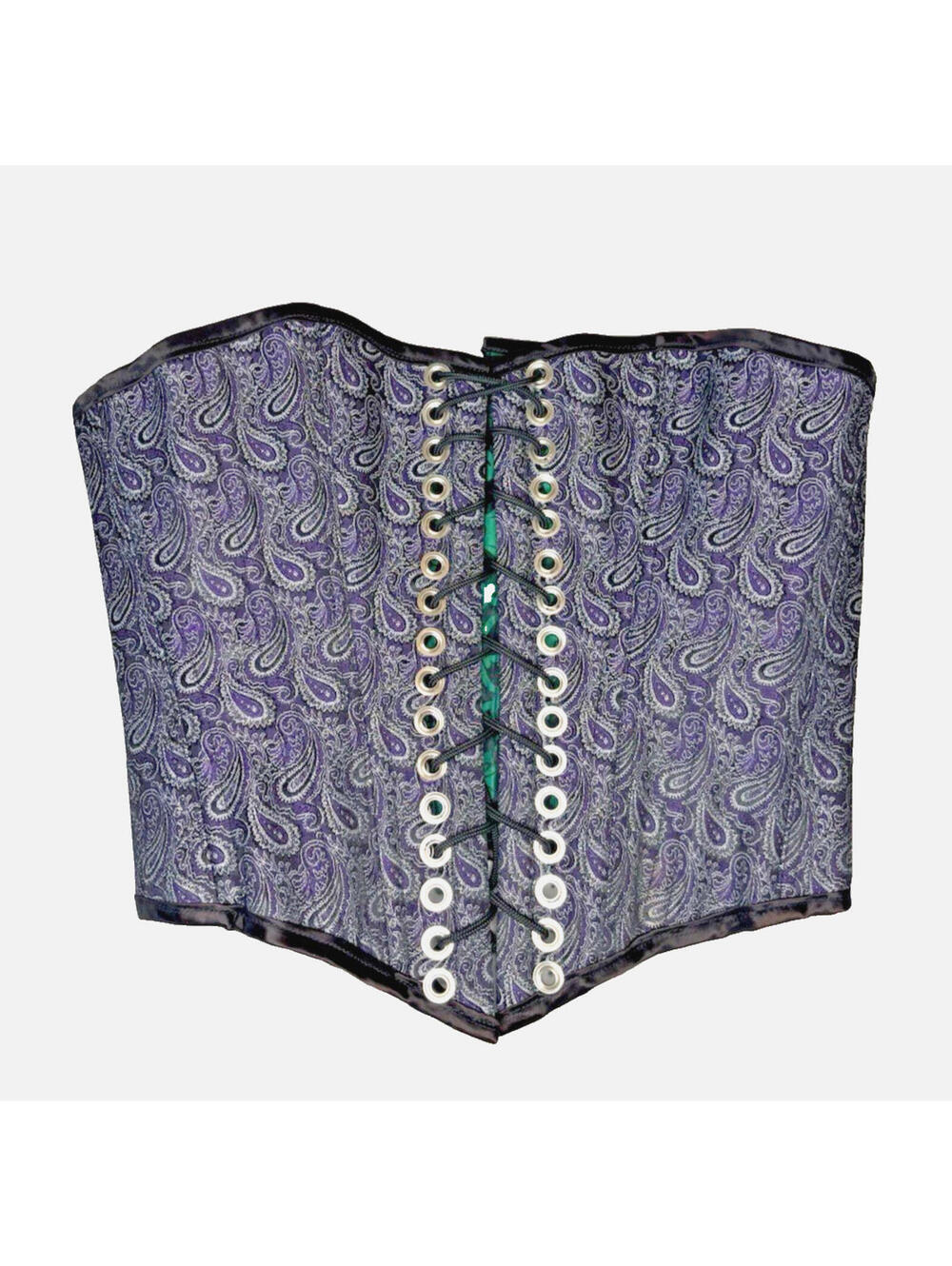 Reversible Lace-up Corset Flex Boning BL/BK Paisley Renaissance Gothic 28" NWOT
